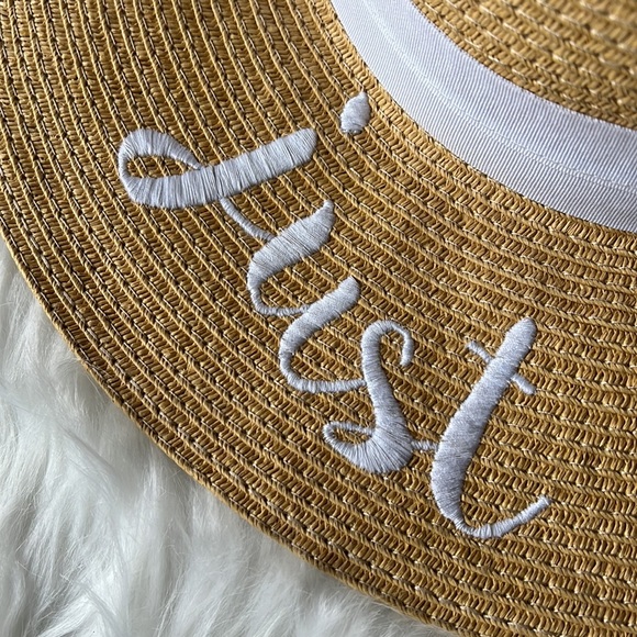 Just Married Straw Floppy Sun Hat - Picture 6 of 9